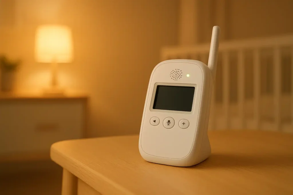 Monitor de bebé con audio y temperatura, uno de los productos esenciales para el primer año