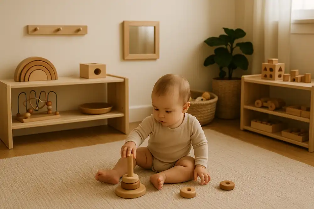 Bebé Jugando en Montessori